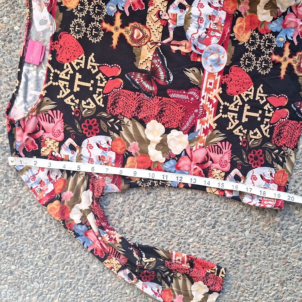Vintage y2k Thalia Sodi all over print 3/4 top butterflies guitar women small - Picture 4 of 11